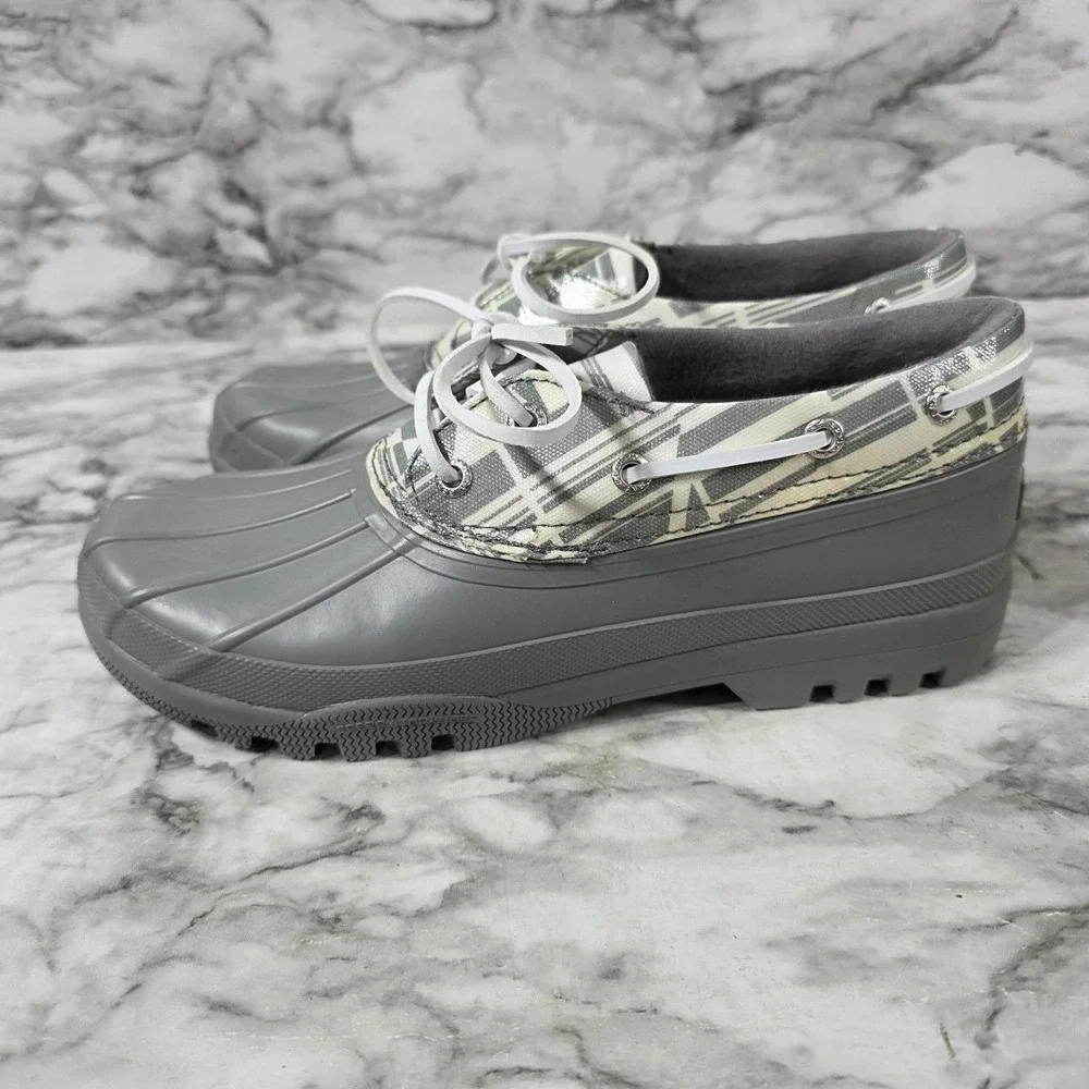 Sperry Top Sider Women's 9 Waterproof Gray Rubber Lace Up Duck Boot STS95030
